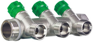 Коллектор с вентилями TIM  3/4"х1/2"х3 вых. НР, под конус