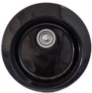 Мойка  керамогранит  S1   D 490мм круглая   (390*190мм., уст. проем 490мм.) (перелив + отв. под смес., БЕЗ СИФОНА.) матовый    ЧЕРНЫЙ   