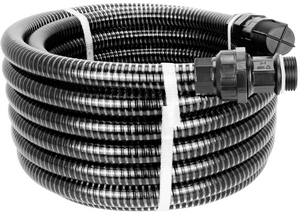 Комплект для подключения Насосной станции WGH-SET-10 JEMIX.  Усиленный  СТАЛЬНОЙ  проволокой  спиральный  шланг  10 метров с  обр.  пласт. клапаном