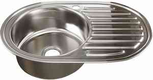 МОЙКА врезная 50х77 (0,6)  ЛЕВАЯ овальная (вып. 3 1/2", глубина чаши 16см, сифон) MIXLINE  