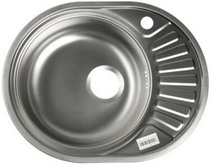 МОЙКА врезная 45х57 (0,6)  ЛЕВАЯ овальная (вып. 1 1/2", глуб. чаши 16см, б/сифона) VLADIX  