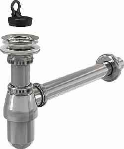 #Сифон д/умыв. A437 DN32 DESIGN, металл, круглый 11/4 "ALCAPLAST" Выводим из ассортимента!