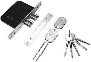 Замок врезной 189-4MF- 5 ключей CP (хром) черный корпус MARLOK