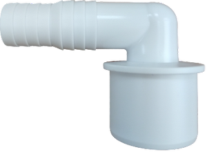 Переходник сливных  ШЛАНГОВ  20х23х40  белый 90гр 