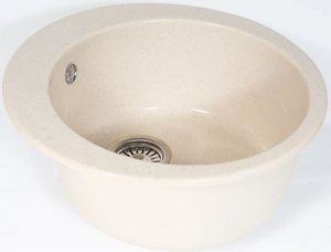 Мойка  керамогранит  S1   D 490мм круглая   (390*190мм., уст. проем 490мм.) (перелив + отв. под смес., БЕЗ СИФОНА.) матовый    ЛЕН   