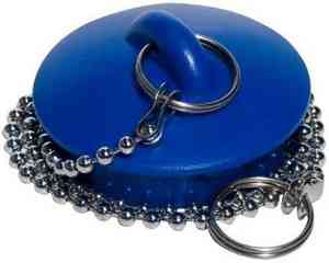 Пробка д/ванны с метал.цепочкой 50см  D45мм голубая