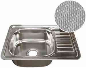 МОЙКА врезная 50х65 (0,8) ЛЕВАЯ ДЕКОР*  вып  3 1/2" (глубина чаши 18 см, сифон) MIXLINE