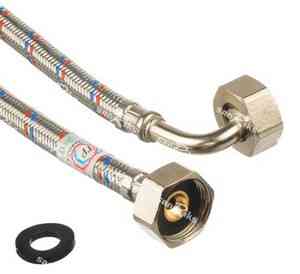 Шланг заливной д/стир. машины, из нерж. стали 100 см Г3/4-Г3/4(угол) ТР-сантехника																																	