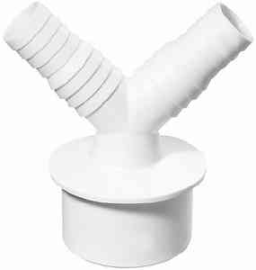 Переходник сливных  ШЛАНГОВ 20х23х50V белый (двойной)