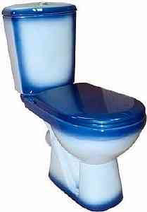Унитаз-компакт "КОМФОРТ" синий (косой. нижн подв, сид, армат 2-хкноп) ROSA г. Киров